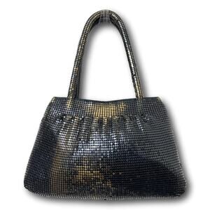 Vintage Whiting & Davis Iridescent Metal Mesh Purse Shoulder Bag Black to Gold